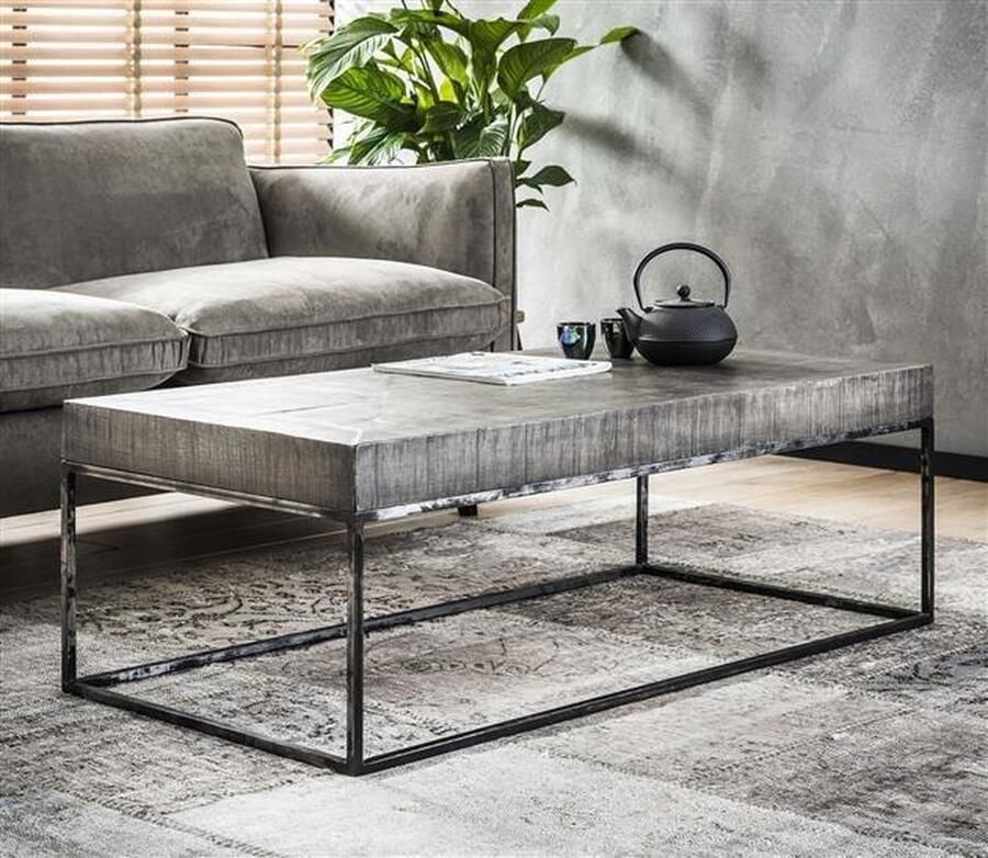 Alaska industrieelwonen.nl Salontafel 120x60 grado Massief mango grijs antiek