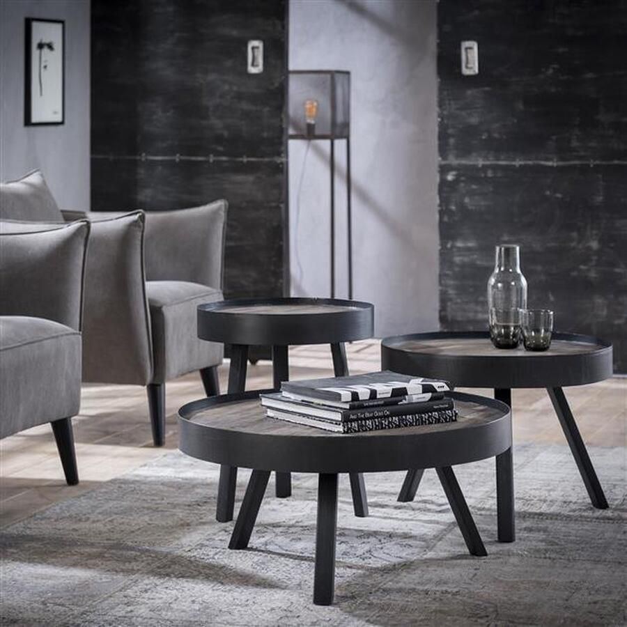 Alaska industrieelwonen.nl Salontafel Teca Ø75 rand Teakhout greywash