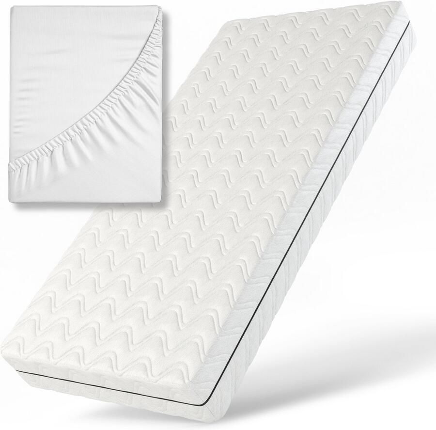 Alavya Home Baby Matras 70x140 cm – 10 cm dik ademend koudschuim H2 met wasbare hoes & Jersey Hoeslaken Made in Europe