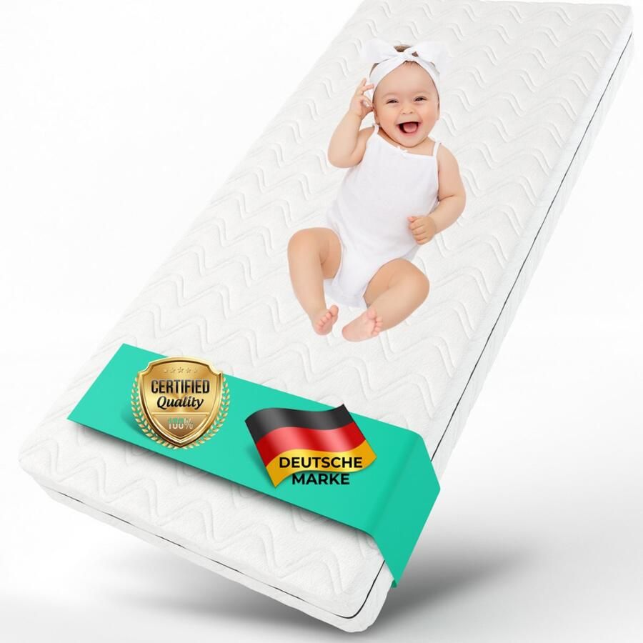 Alavya Home Baby Matras 70x140 cm – 10 cm dik ademend koudschuim H2 wasbare hoes Made in Europe
