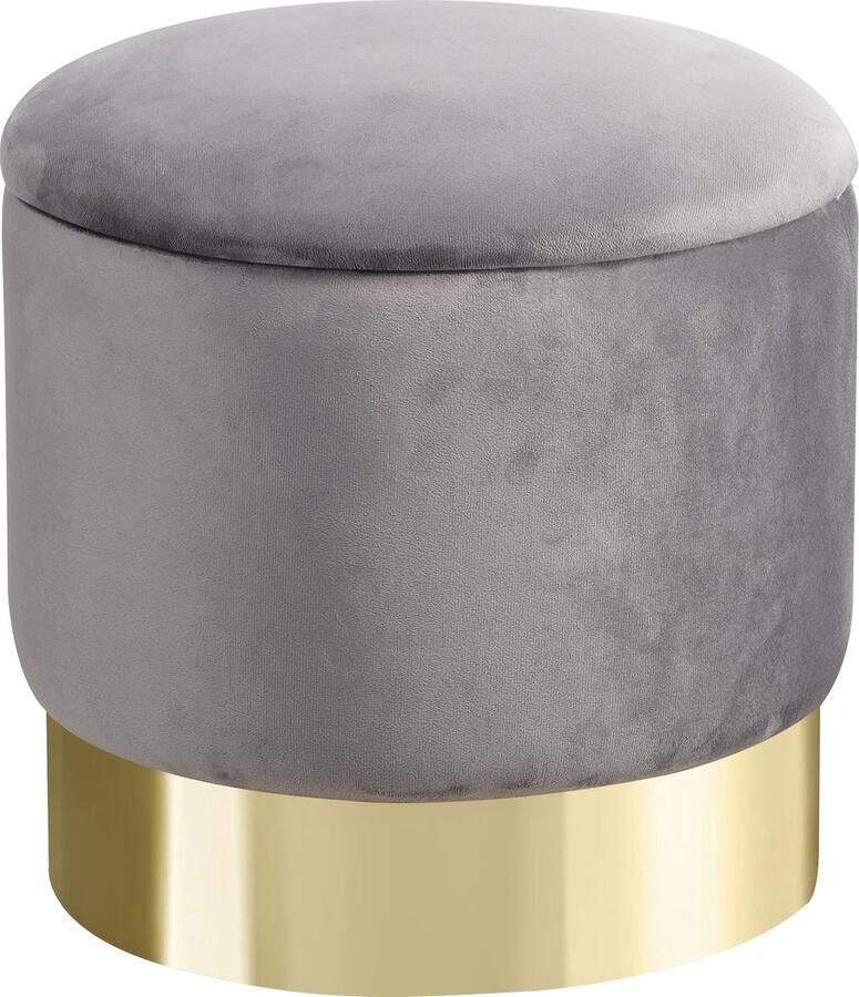 Albatros Kruk met Opbergruimte Nizza Kruk met Opbergruimte Modern ontwerp edele Fluweel of Sherpa Bekleding kleur GRIJS Zitkist of Bankje met Opbergruimte optimaal als Voetenbankje of Krukje Kaptafel