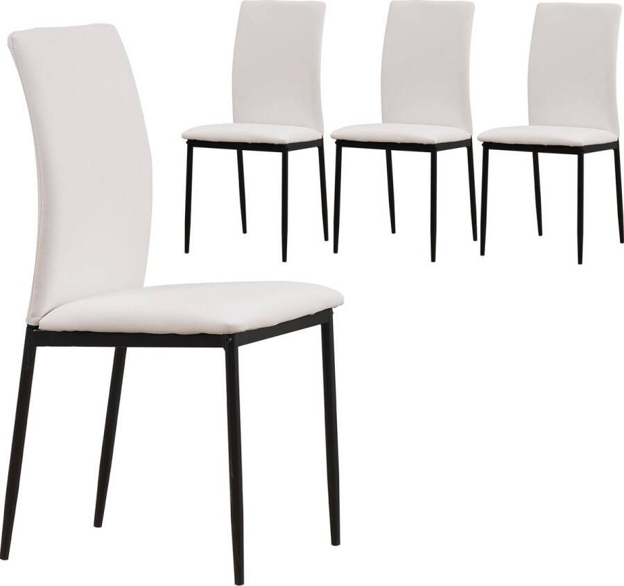 Albatros International Albatros Eetkamerstoelen Capri Set van 4 Beige Classy Italiaans Ontwerp Kunstlederen Bekleding Comfortabele Gestoffeerde Stoel Moderne Keukenstoel Eetkamerstoel of Eettafelstoel