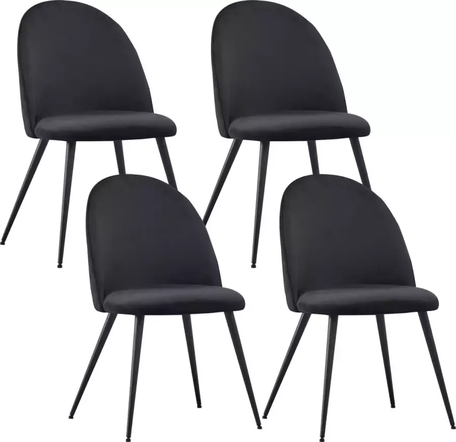 Albatros International Albatros Eetkamerstoelen met Fluwelen Hoes Capo Set van 4 Zwart Stijlvol Vintage Ontwerp Fluwelen Hoes SGS Goedgekeurde Gestoffeerde Stoel Moderne Keukenstoel Eetkamerstoel of Eettafelstoel - Foto 1