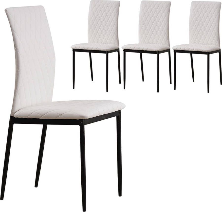 Albatros International Albatros Eetkamerstoelen Imola Set van 4 Beige Classy Italiaans Ontwerp Kunstlederen Bekleding Comfortabele Gestoffeerde Stoel Moderne Keukenstoel Eetkamerstoel of Eettafelstoel