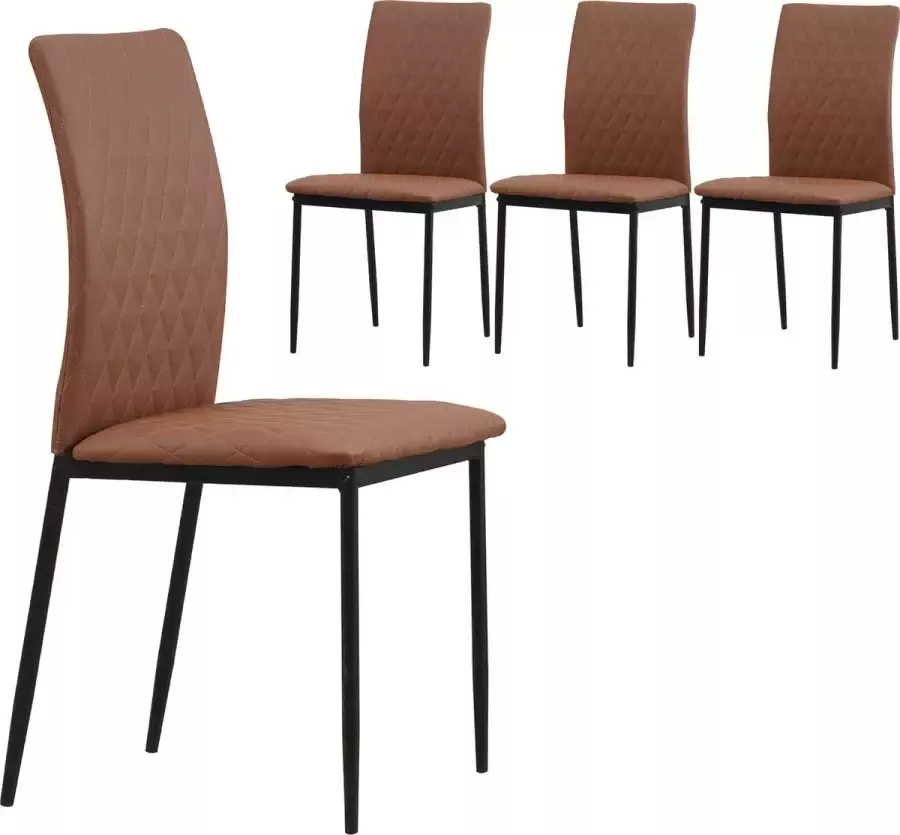 Albatros International Albatros Eetkamerstoelen Set van 4 Imola Classy Italiaans Ontwerp Kunstlederen Bekleding Comfortabele Gestoffeerde Stoel Moderne Keukenstoel Eetkamerstoel of Eettafelstoel