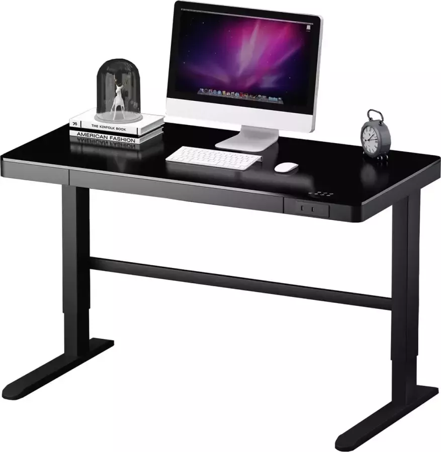 Albatros International ALBATROS In hoogte verstelbaar bureau LIFT G12 120 x 60cm Wireless Charging USB-C & USB aansluiting Digitaal display Glazen blad Elektrisch Optimaal staand bureau Kantoorbureau