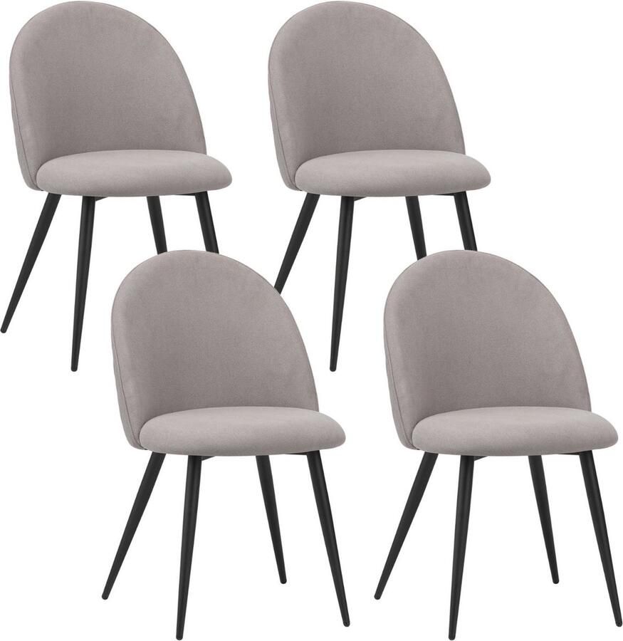 Albatros International Albatros Capo Eetkamerstoelen met Stoffen Bekleding Set van 4 Grijs Stijlvol Vintage Ontwerp stoffen bekleding SGS-getest Gestoffeerde Stoel Moderne Keukenstoel Eetkamerstoel