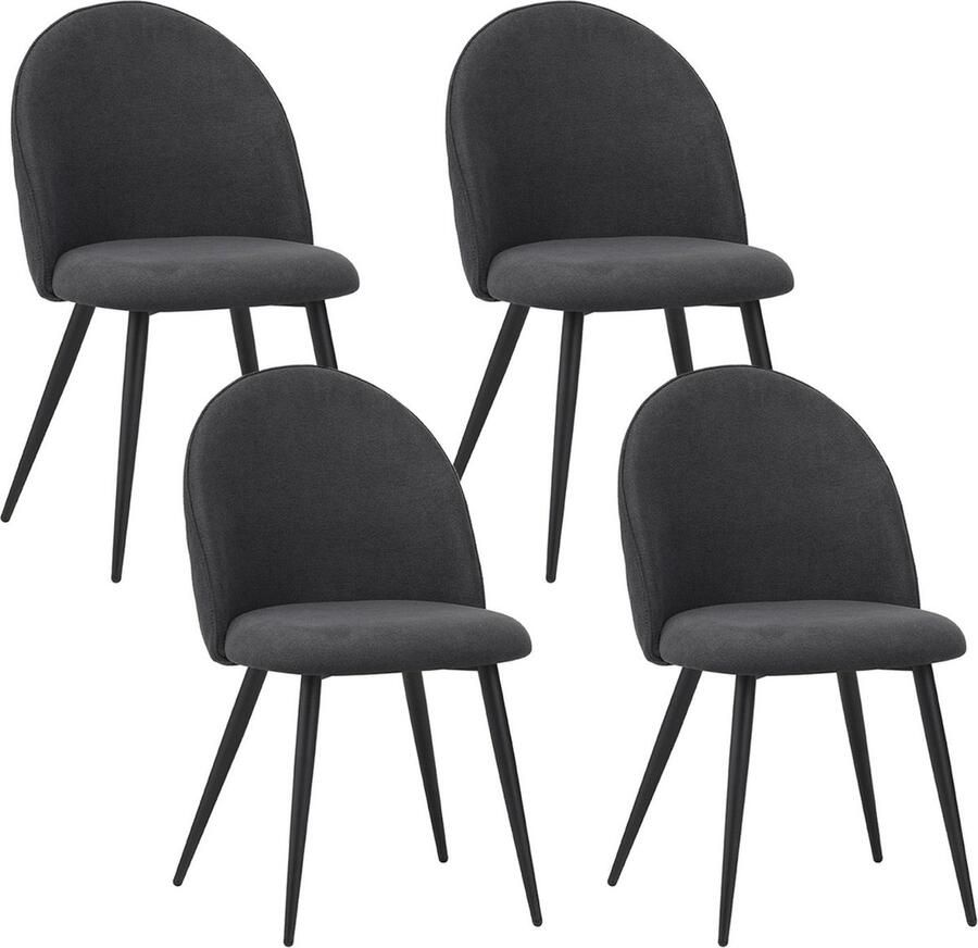 Albatros International Albatros Capo Eetkamerstoelen met Stoffen Bekleding Set van 4 Antraciet Stijlvol Vintage Ontwerp stoffen bekleding SGS-getest Gestoffeerde Stoel Moderne Keukenstoel Eetkamerstoel