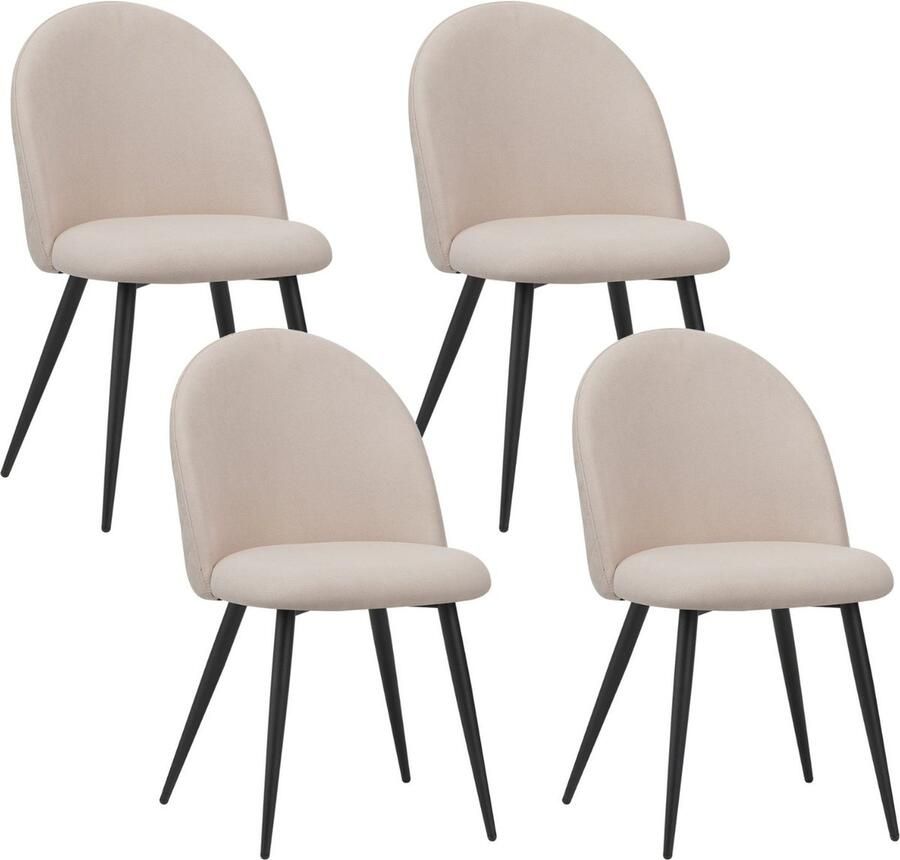 Albatros International Albatros Capo Eetkamerstoelen met Stoffen Bekleding Set van 4 Beige Stijlvol Vintage Ontwerp stoffen bekleding SGS-getest Gestoffeerde Stoel Moderne Keukenstoel Eetkamerstoel
