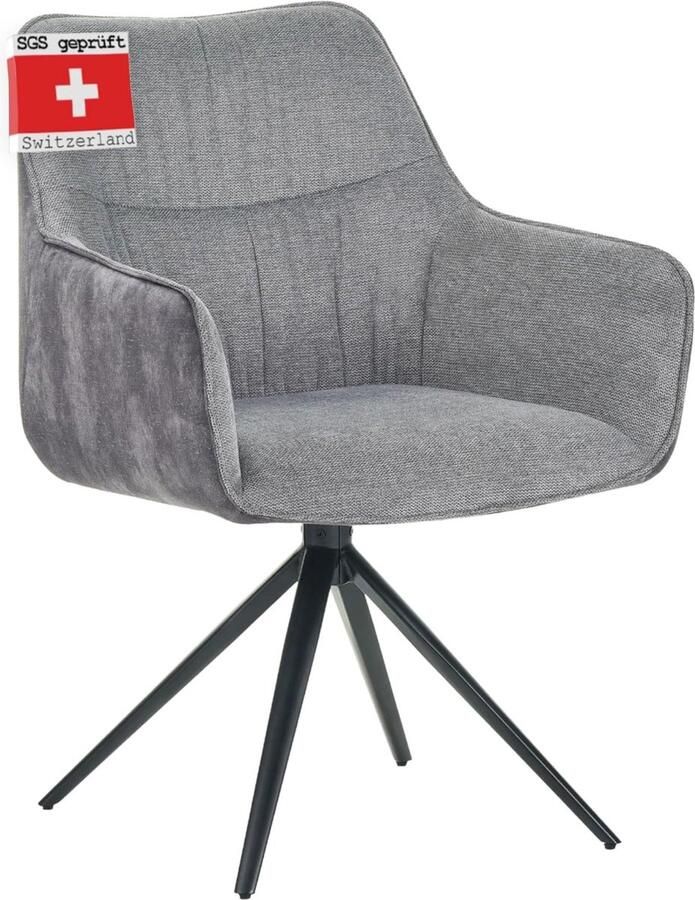 Albatros International Albatros draaistoel PULA moderne draaistoelen voor de eetkamer keuken vergaderzaal of kantoor keukenstoelen eetkamerstoelen met draaifunctie en dikke bekleding stof Grijs