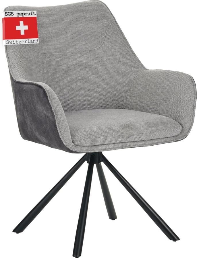 Albatros International Albatros draaistoel ZADAR moderne draaistoelen voor de eetkamer keuken vergaderzaal of kantoor keukenstoelen eetkamerstoelen met draaifunctie en dikke stoffering Grijs stof