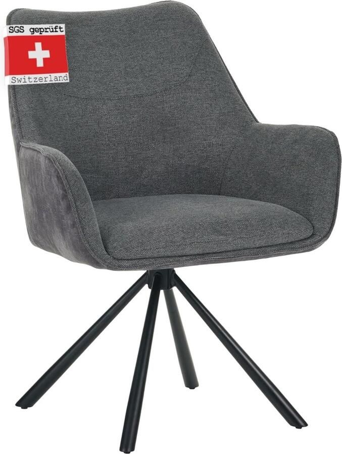 Albatros International Albatros draaistoel ZADAR moderne draaistoelen voor de eetkamer keuken vergaderzaal of kantoor keukenstoelen eetkamerstoelen met draaifunctie en dikke stoffering Antraziet stof