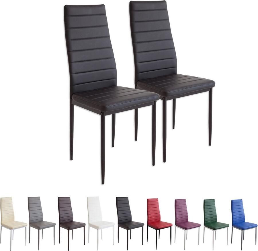 Albatros International MILANO Eetkamerstoelen in Set van 2 Zwart Gestoffeerde stoel met kunstleer bekleding Modern stijlvol design aan de eettafel Keukenstoel of eetkamerstoel met hoog draagvermogen tot 110kg