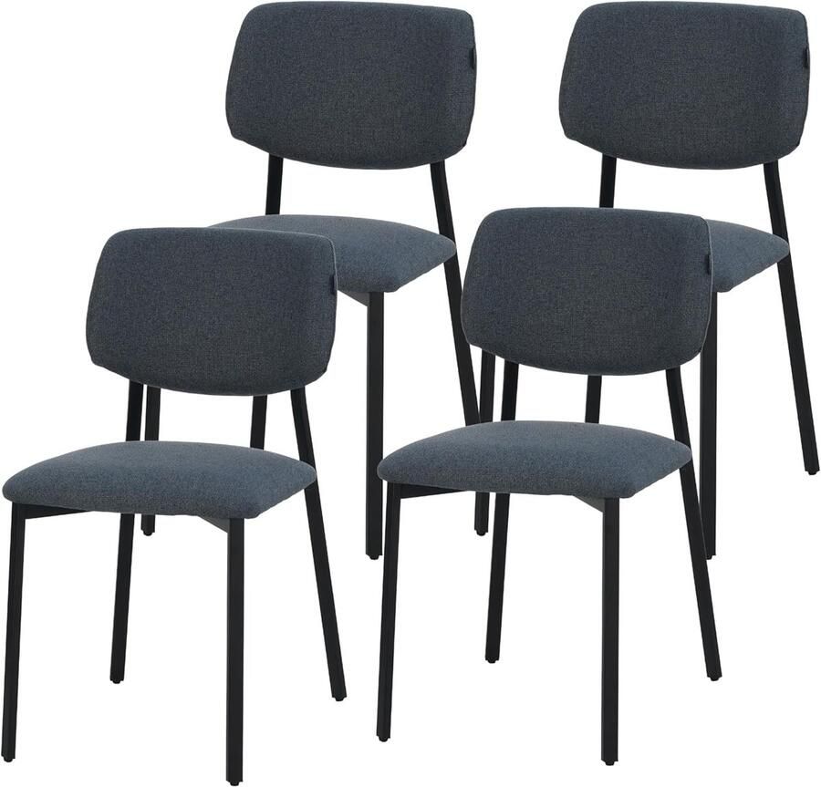 Albatros International Ravino designstoel A21 – set van 4 eetkamerstoelen met stoffen bekleding moderne keukenstoel met rugleuning stoel voor eetkamer & eettafel – blauw