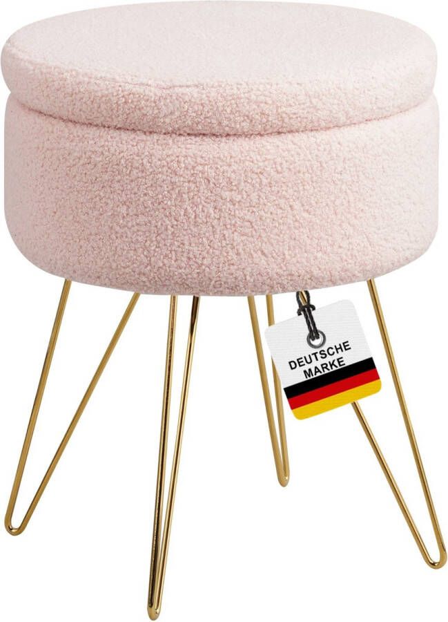 Albatros International Albatros Kruk met Opbergruimte Cannes Kruk met Opbergruimte Modern Ontwerp Edele Fluwelen of Sherpa Bekleding kleur GRIJS- Kruk of Bank met Opbergruimte Optimaal als Voetenbankje of Kaptafel Kruk