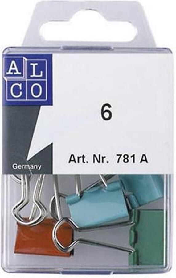 Alco papierklem 19mm vernikkeld doos a 6 stuks assorti