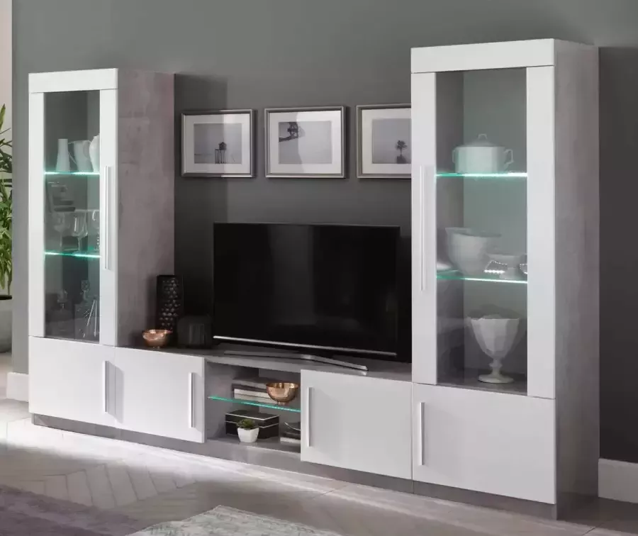 Alcos TV Meubel Tv-meubel Greta 156cm Wit; Grijs; Betonlook