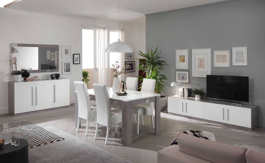 Alcos TV Meubel Tv-meubel Greta 208cm Wit; Grijs; Betonlook
