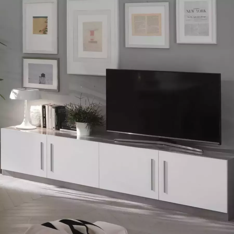 Alcos TV Meubel Tv-meubel Greta 208cm Wit; Grijs; Betonlook - Foto 2