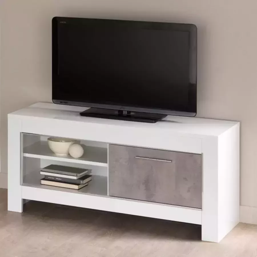 Alcos TV Meubel Tv-meubel Modena 112cm Wit; Grijs; Betonlook - Foto 5