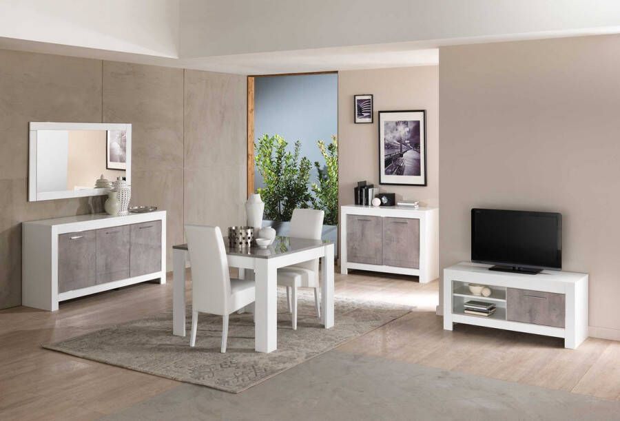Alcos TV Meubel Tv-meubel Modena 112cm Wit; Grijs; Betonlook - Foto 2
