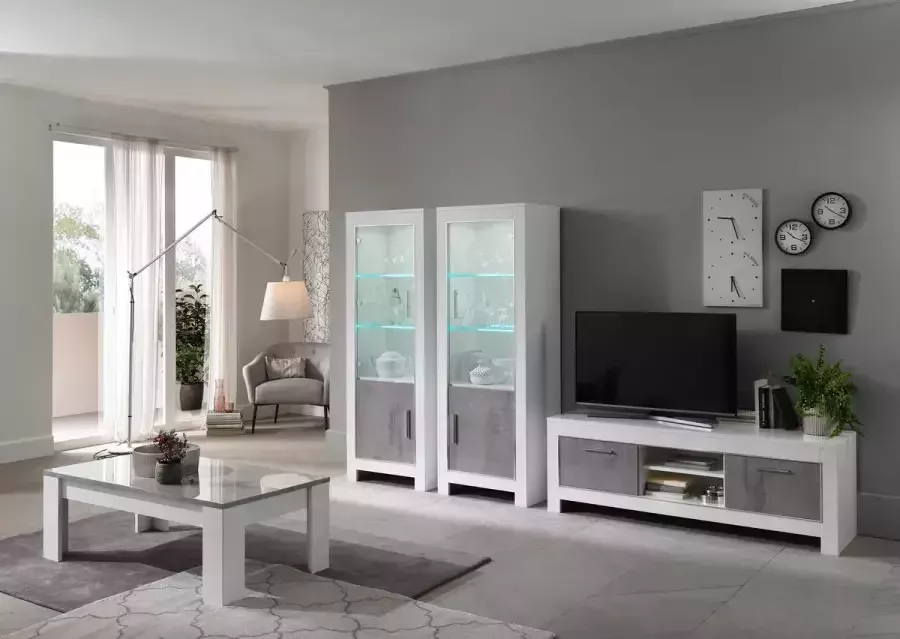 Alcos TV Meubel Tv-meubel Modena 160cm Wit; Grijs; Betonlook