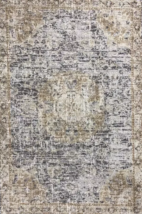 Aledin Carpets Maymana Vintage Vloerkleed 200x300 CM Laagpolig Creme Bruin Woonkamer Tapijt