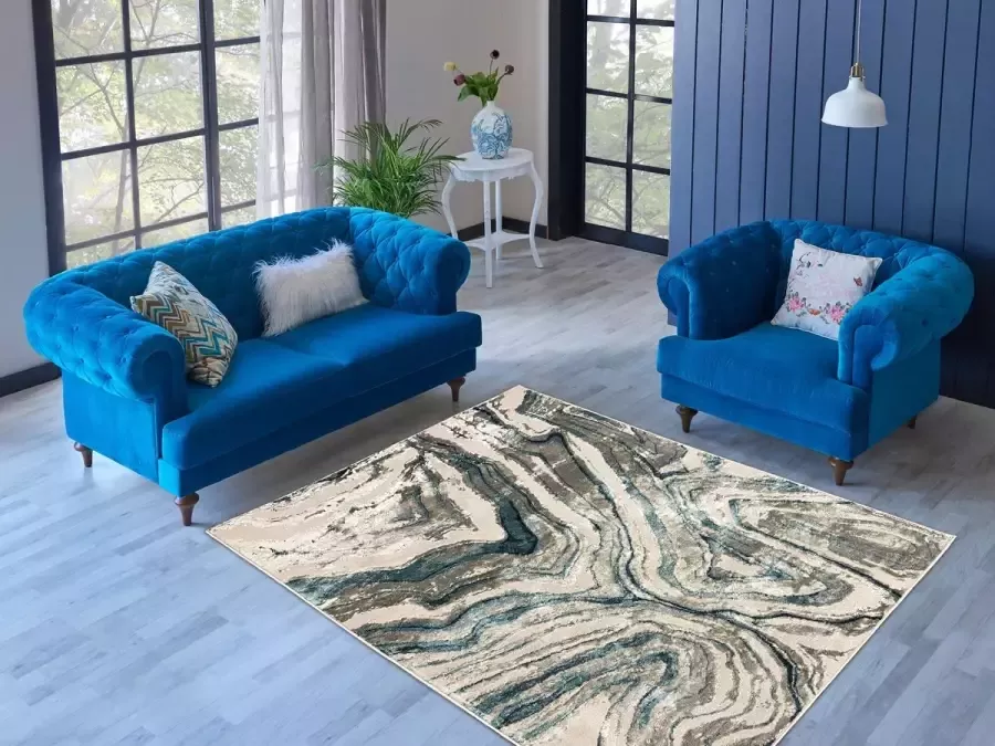 Aledin Carpets Porto Vloerkleed 160x230 cm Laagpolig Tapijten woonkamer Blauw Grijs