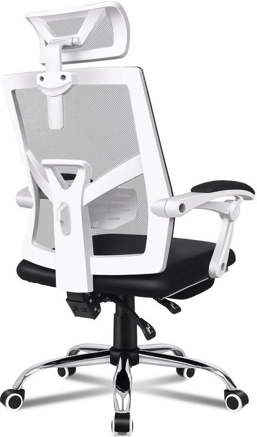 Alfordson bureaustoel Ergonomisch gemaakt van gaas 150° kantelbaar uitschuifbare voetsteun verstelbare zithoogte 360° draaibaar