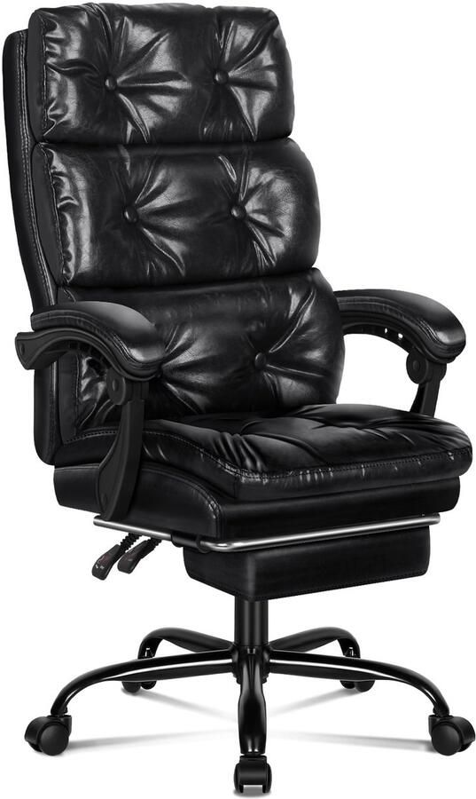 Alfordson bureaustoel Ergonomische directiestoel In hoogte verstelbaar en comfortabel Hoek van rugleuning tussen 90°- 150° zwart