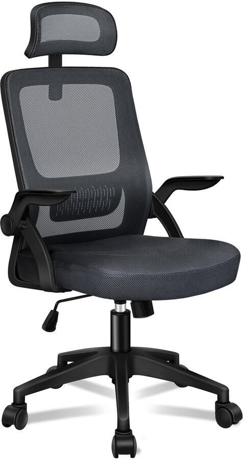 Alfordson bureaustoel met S-curve-ontwerp en hoogwaardige materialen 360° draaibaar en 10 cm in hoogte verstelbaar voor zitten