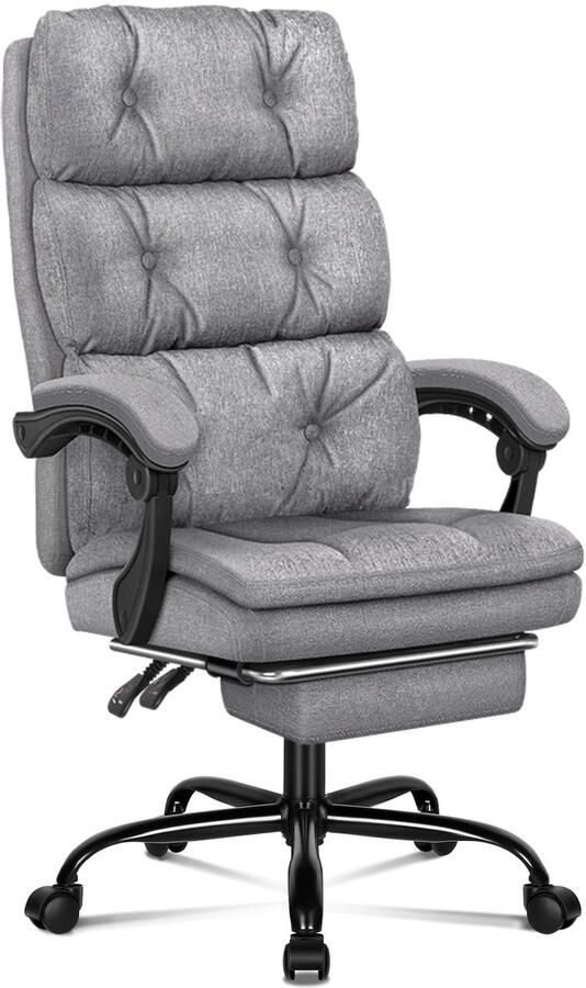 Alfordson bureaustoel met voetsteun en hoge rugleuning 150° kantelbaar grijs
