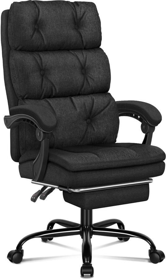 Alfordson bureaustoel met voetsteun en hoge rugleuning 150° kantelbaar zwart