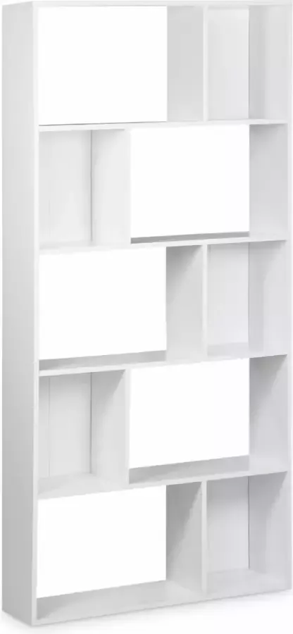 Sweeek Boekenkast met asymmetrisch ontwerp pieter 5 legplanken 10 opbergvakken 83x23x173cm - Foto 4