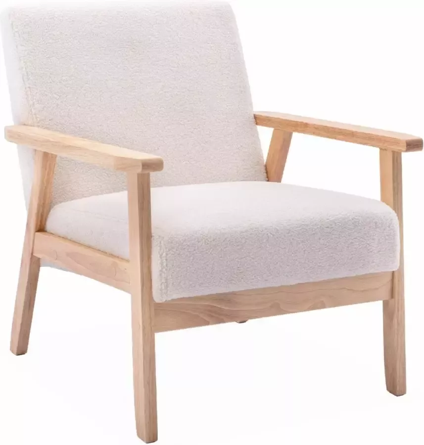 Alice's Garden l Fauteuil Isak l Houten frame l Boucléstoffen zitting l 64x69 5x73cm l Wit Isak