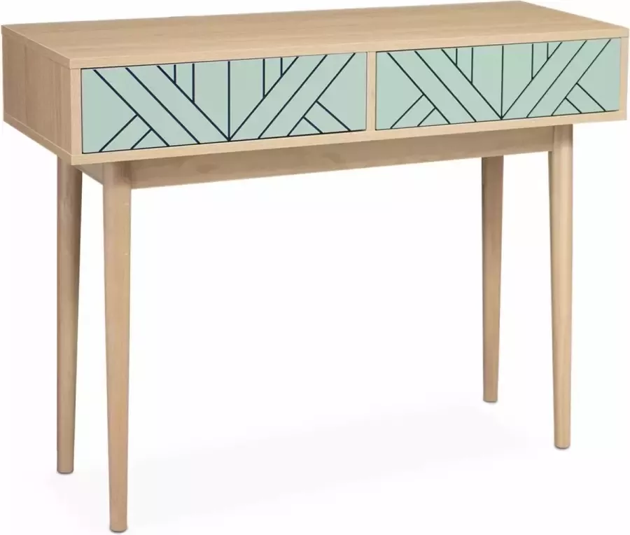 Alice's Garden Sidetable Mika Gelamineerde houtlook 2 lades Watergroen