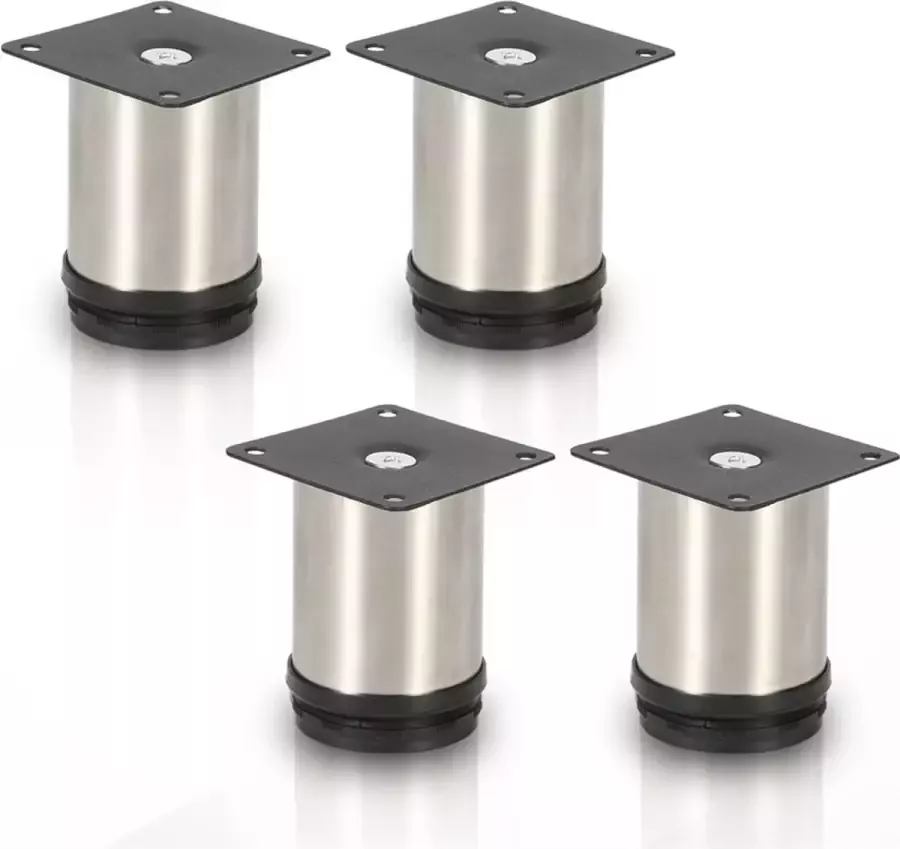 Alizendeh Verstelbare Meubelpoten Bankpoten Rond Meubel Poten voor Kast & Bank Roestvrij staal 80mm Hoog 4 Stuks