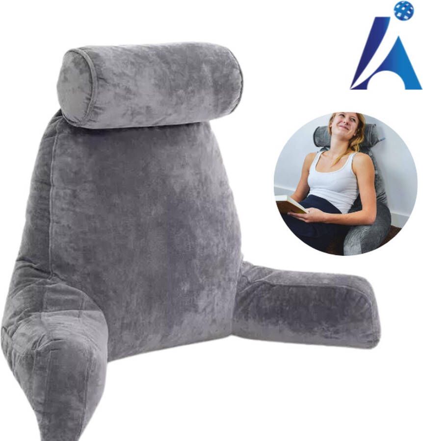 All&Inclusive Leeskussen Met Nekrol Bookseat Meditatiekussen Zitkussen Leeskussen Met Armsteun Fluweel Grijs Leeskussen Voor In Bed Kussen Voedingskussen Memory Foam Kussen Relaxkussen Onderrug Ondersteuning