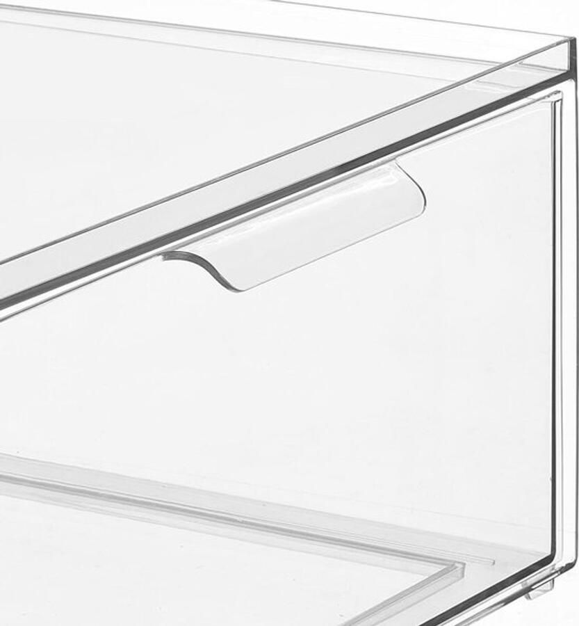 Allecto Brede opbergdoos met lade stabiele ladenbox van kunststof voor de kledingkast stapelbox voor schoenen accessoires en meer doorzichtig