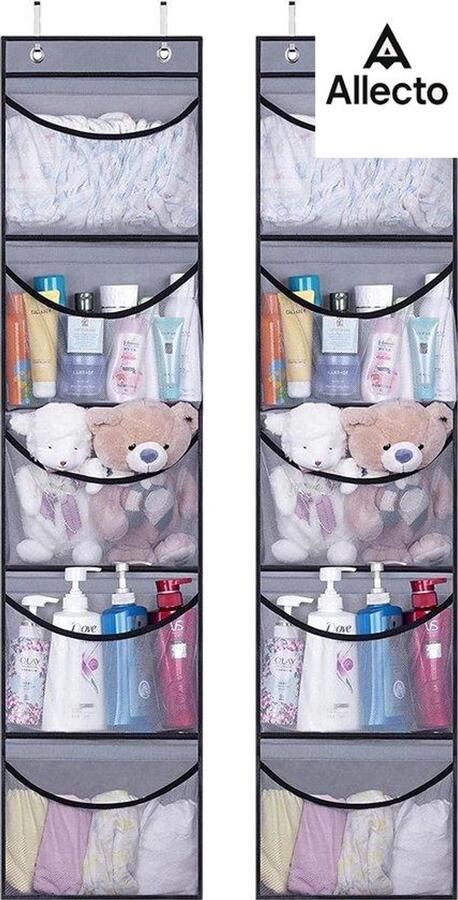 Allecto Deur Organizer hang organizer kledingkast organizer hangend hang organizer camping badkamer deur organizer hangend hangrek stoffen deur met 12 grote vakken verpakking van 2 stuks