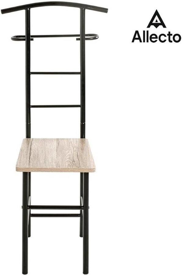 Allecto Dressboy Meubel Kapstok Eik San Remo Zwart MDF Metaal Afmeting: B 46 Cm X H 109 Cm X D 46 Cm Stijl: Modern