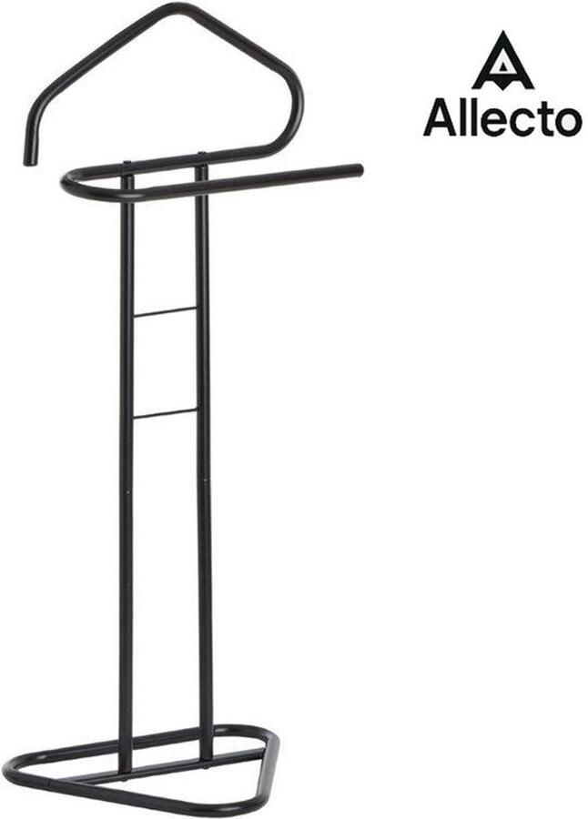 Allecto Dressboy Praktische Stille Bediende met Broekenhanger Mooie Kleding Butler met Zakhouder Moderne Kledingstandaard Zwart Gelakt