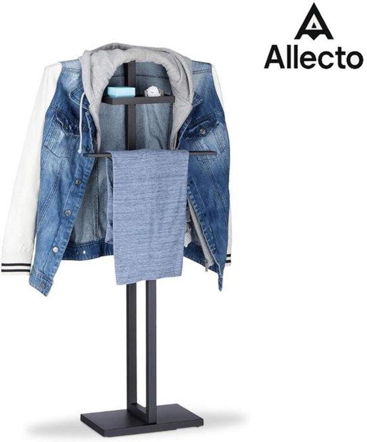 Allecto Dressboy Zwart Kledingbutler Met Broekenhanger Hxbxd: 112x52 5x20 Cm Kledingstandaard Mdf & Staal Zwart