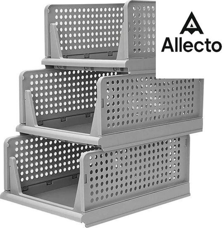 Allecto Foldable clothes wardrobe storage boxes Organizer Shelf cabinet for kitchen bedroom bathroom (gray 3 pieces)