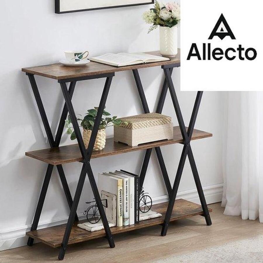 Allecto IndustriÃle Console Sofa Tafel met Planken 3-laags Entree Hal Tafel voor Woonkamer 39 Inch Lange Smalle Hal Tafel met Metalen Frame Rustiek Bruin