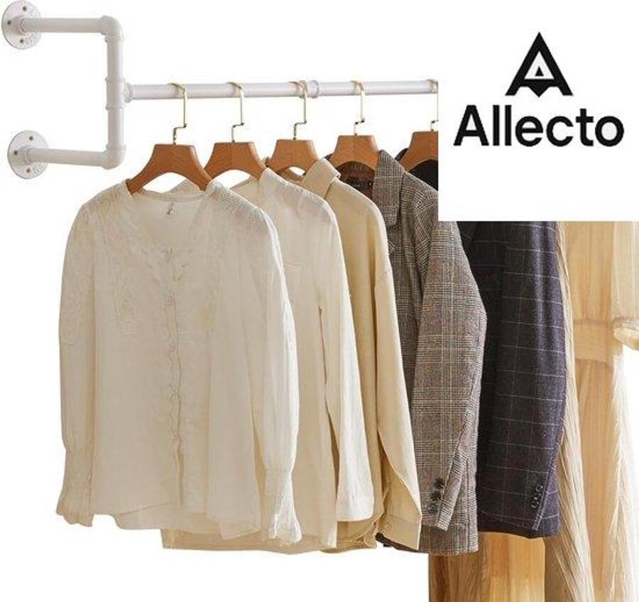 Allecto Kledingstang Garderobestangen Industrieel design Wandmontage Afneembare kledingstandaard Ruimtebesparend Tot 60 kg belastbaar