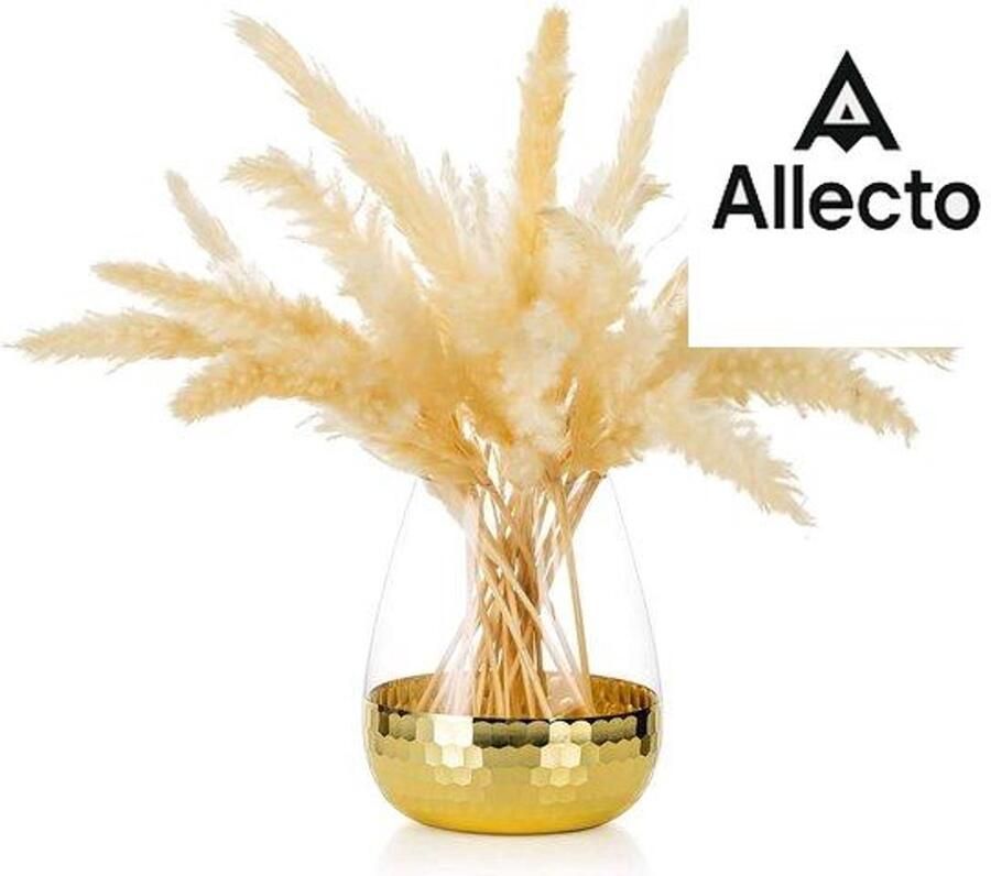 Allecto Kleine vazen voor tafeldecoratie vloervaas voor pampasgras bloemenvaas moderne vaas goud glas met gouden honingraat vintage glazen vaas voor bloemen bruiloft decoratie woonkamer dienblad badkamer salontafel