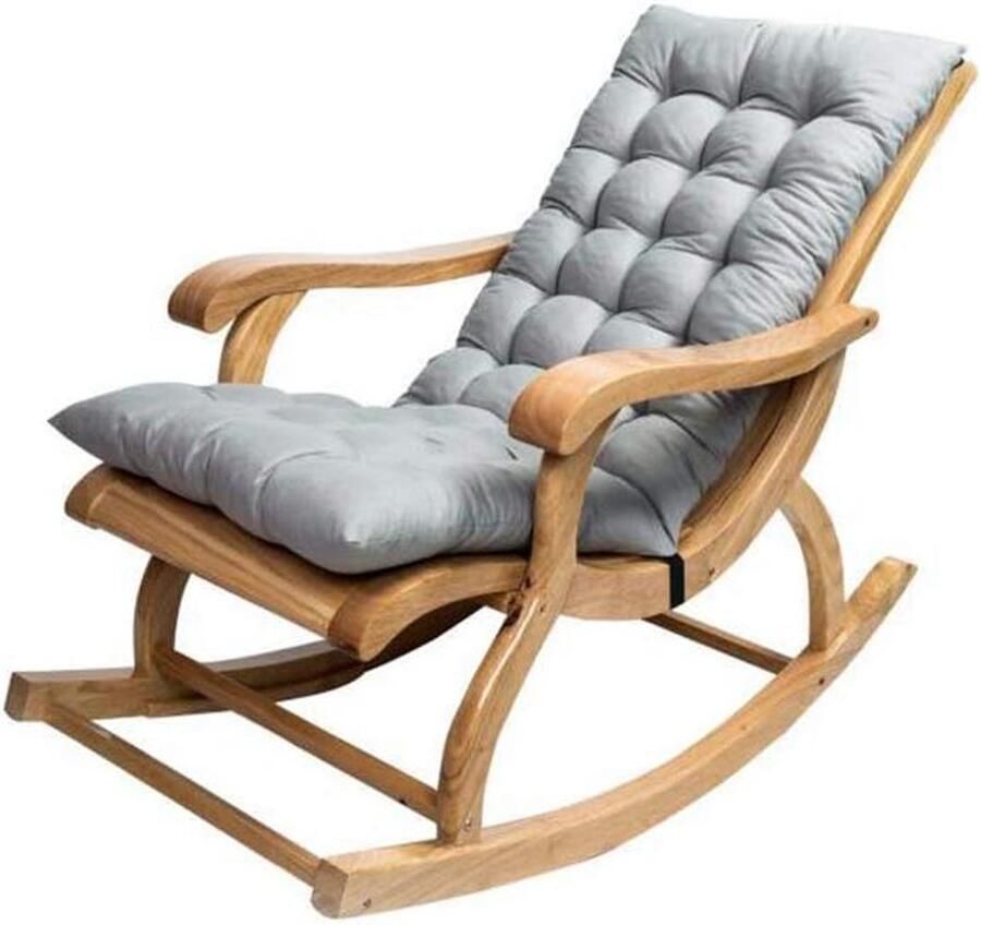 Allecto plus Zonneligstoelkussen van suède gevoerd zitkussen voor schommelstoel en tuinstoel met linten grijs polyestervezel