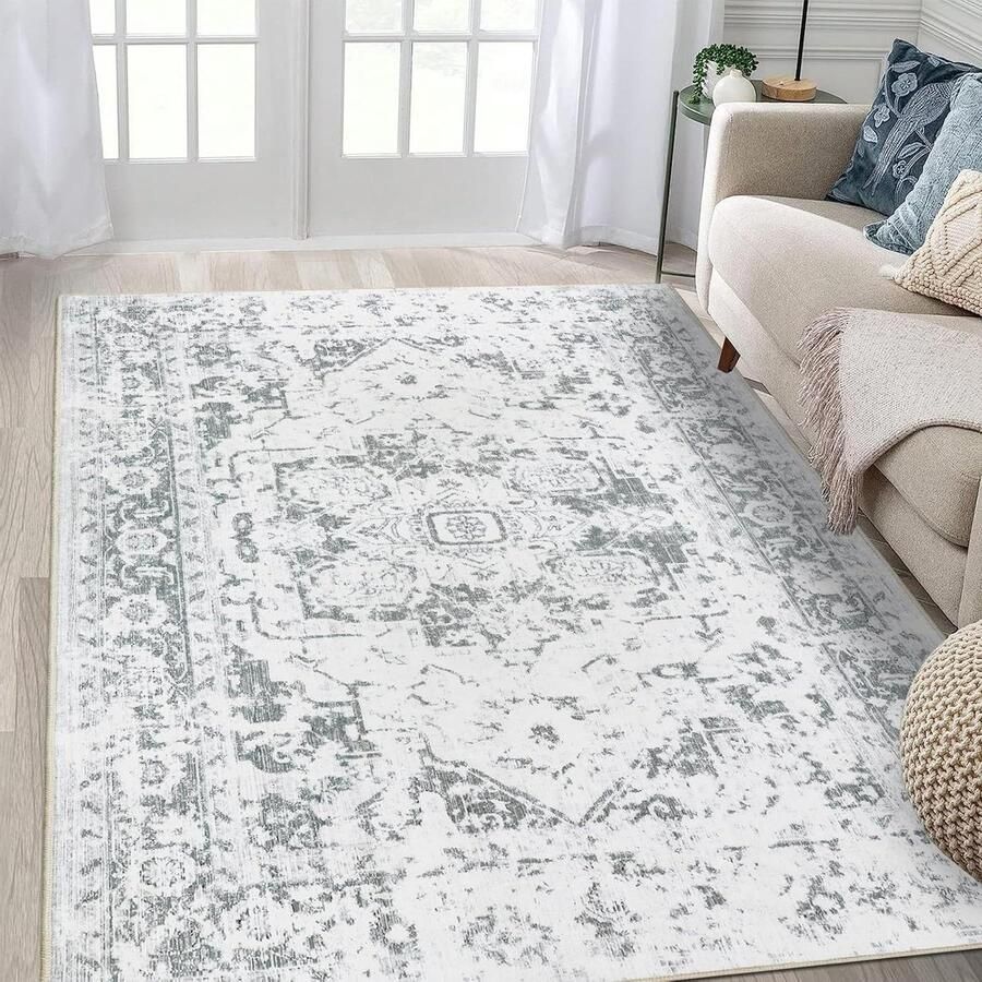 Allecto Premium Groot vloerkleed 160 x 230 cm voor woon- en slaapkamer Wasbaar en vintage Zacht vloertapijt met antislip voor keuken Trendy design