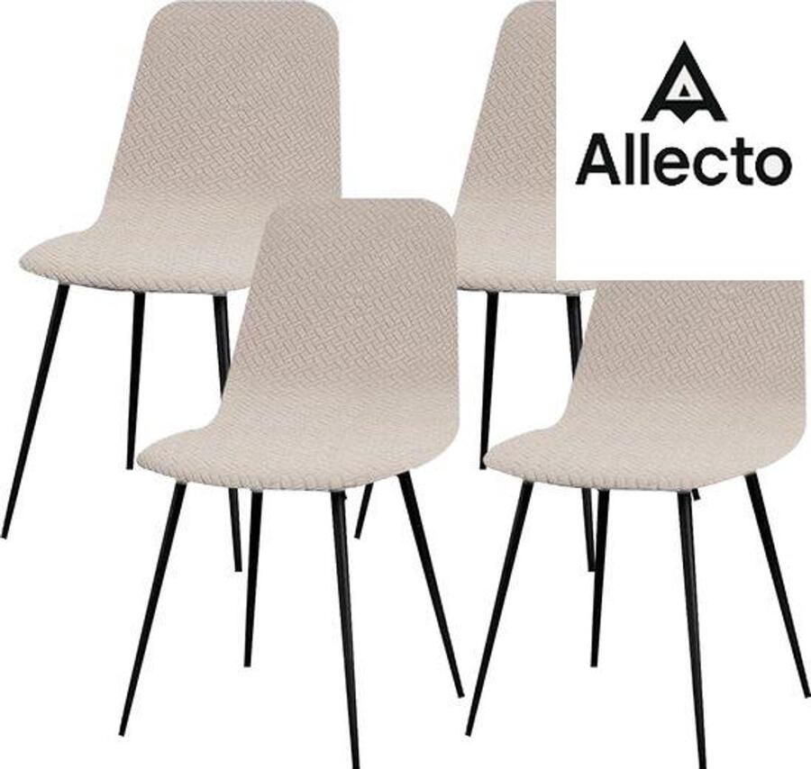 Allecto Stoelhoezen set van 4 eetkamer stretch stoelhoezen voor eetkamerstoelen universeel wasbare hoes Scandinavische stoelhoes voor keukenstoelen hotel banket # licht camel